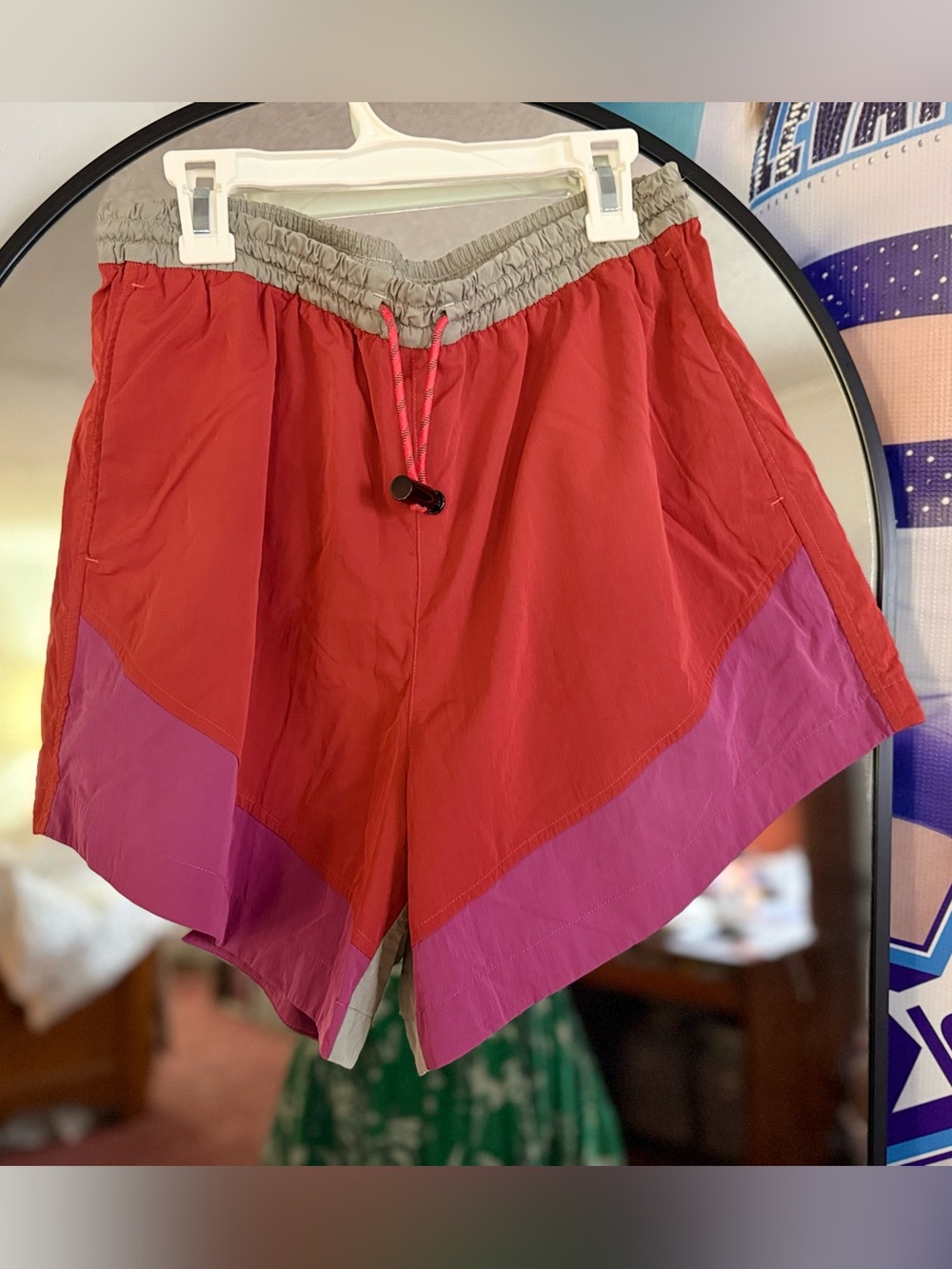 Lululemon Athletica Red Shorts with Pink Lining and Gray Waistband - Picture 1 of 3